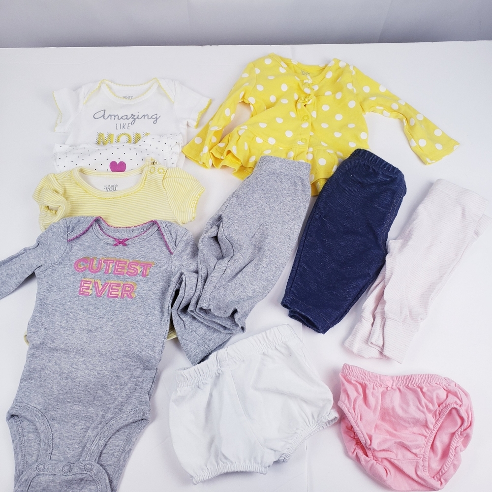 - Baby Girl Clothes 10 pieces tops bottom sz 3 Month